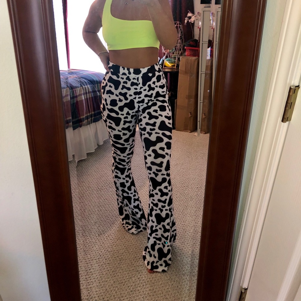 Festival Cow Print Flare Pants